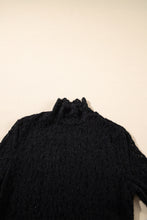 Load image into Gallery viewer, Black Flower Lace See Through Mock Neck Long Sleeve Top