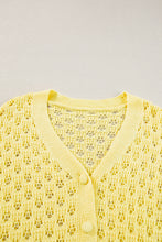 Load image into Gallery viewer, Yellow Pointelle Knit V Neck Sweater Cardigan