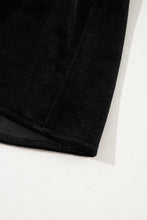 Load image into Gallery viewer, Black Velvet Buttoned Puff Sleeve V Neck Split Midi Dress