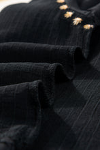 Load image into Gallery viewer, Black Floral Embroidered Ricrac Puff Sleeve Textured Blouse