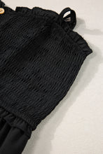 Load image into Gallery viewer, Black Spaghetti Straps Smocked Front Slit Buttoned Dress