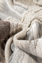 Load image into Gallery viewer, Khaki Western Aztec Print Sherpa Splicing Buttoned Flap Pocket Coat