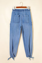 Load image into Gallery viewer, Beau Blue Drawstring Elastic Waist Pocketed Loose Denim Pants