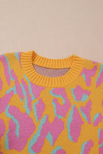 Load image into Gallery viewer, Bright Pink Plus Size Leopard Ribbed Trim Sweater