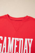 Cargar imagen en el visor de la galería, Fiery Red GAMEDAY Embroidered Patch Pattern Casual Shift Sweatshirt