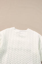 Cargar imagen en el visor de la galería, White LOVE Chenille Embroidered Cable Knit Pullover Sweatshirt