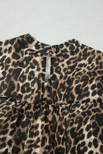 Load image into Gallery viewer, Brown Leopard Print Long Sleeve Short Shift Dress