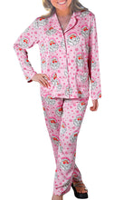 Cargar imagen en el visor de la galería, Pink Santa Claus Snowflake Long Sleeve Shirt Christmas Pajama Set
