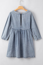 Load image into Gallery viewer, Beau Blue Light Wash High Waist Loose Fit Denim Mini Dress