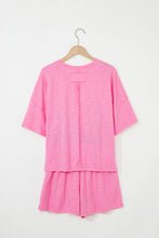 Cargar imagen en el visor de la galería, Sachet Pink Loose Fit Half Sleeve T Shirt and High Waist Skirt Set