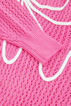 Load image into Gallery viewer, Sachet Pink Sweet Bow Decor Hollow Out Knitted Drop Shoulder Sweater