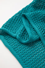 Load image into Gallery viewer, Sea Green Big Flower Hollowed Knit Drop Shoulder Sweater