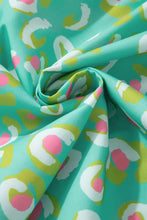 Load image into Gallery viewer, Green Abstract Printed Lace-up Lantern Sleeve Babydoll Blouse