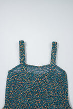 Load image into Gallery viewer, Green Floral Print Smocked High Waist Square Neck Jumpsuit