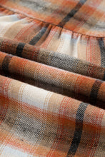 Load image into Gallery viewer, Khaki Plaid Color Block Patchwork Ruffle Hem Tunic Shirt Dress