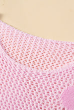 Load image into Gallery viewer, Light Pink Big Flower Hollowed Knit Drop Shoulder Sweater