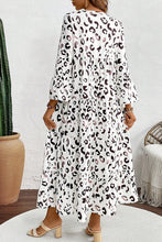 Load image into Gallery viewer, White Leopard Print Notch V Neck Loose Fit Maxi Dress