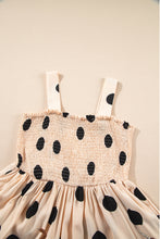 Load image into Gallery viewer, Oatmeal Polka Dot Smocked Fit Flared Sleeveless Long Dress