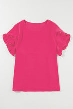 Load image into Gallery viewer, Bright Pink Ruffled Short Sleeve Plus Size Top