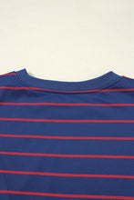Load image into Gallery viewer, Blue Stripe Stylish Overlap Detail Drop Shoulder Pullover Sweatshirt