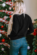 Load image into Gallery viewer, Black Holly Jolly Round Neck Casual Sweater