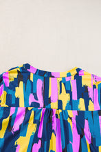 Load image into Gallery viewer, Blue Plus Size Brushstroke Print 3/4 Sleeve Blouse