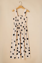 Load image into Gallery viewer, Oatmeal Polka Dot Smocked Fit Flared Sleeveless Long Dress