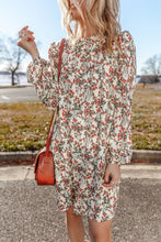 Load image into Gallery viewer, White Floral Printed Long Sleeve Mini Dress
