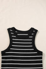 Load image into Gallery viewer, Black Stripe Ribbed Knit Tank Mini Dress