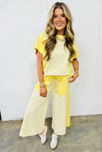 Cargar imagen en el visor de la galería, Yellow Color Block Patchwork Polka Dot Wide Leg Pant Set