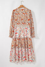 Load image into Gallery viewer, Khaki Plus Size Floral Tiered Ruffle Maxi Dress