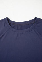 Load image into Gallery viewer, Navy Blue Raw Hem Loose Tee and Wide Leg Pants Set