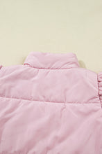 Cargar imagen en el visor de la galería, Pink Stand Neck Flutter Sleeve Snap Button Puffer Vest