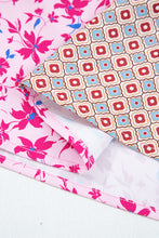 Load image into Gallery viewer, Pink Boho Mixed Floral Drop Shoulder Bubble Sleeve Blouse