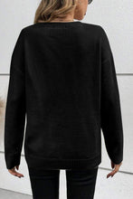 Load image into Gallery viewer, Black Boo Knitted Pattern Ribbed Edge Drop Shoulder Sweater