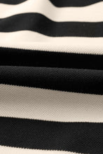 Load image into Gallery viewer, Black Stripe Collared V Neck Long Sleeve Loose Casual Dress