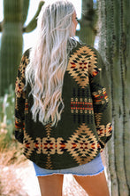 Load image into Gallery viewer, Green Aztec Print Flap Pockets Long Sleeve Shacket