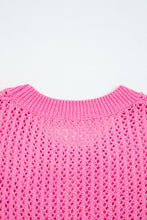 Load image into Gallery viewer, Sachet Pink Sweet Bow Decor Hollow Out Knitted Drop Shoulder Sweater