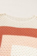 Cargar imagen en el visor de la galería, Apricot Pointelle Knit Colorblock Baggy Sweater