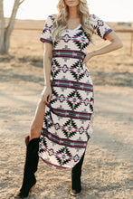 Load image into Gallery viewer, Beige Western Aztec Printed Long T-shirt Dress