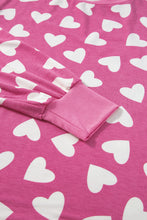Cargar imagen en el visor de la galería, Pink Valentine Heart Shape Print Long Sleeve Top Shorts Lounge Set