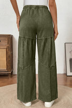 Cargar imagen en el visor de la galería, Vineyard Green Mineral Wash Tiered Wide Leg Patchwork Drawstring Pants