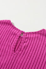 Load image into Gallery viewer, Rose Red Solid Color Ribbed Short Sleeve Wide Leg Jumpsuit