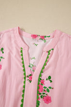 Cargar imagen en el visor de la galería, Pink Notched Neck Flutter Short Sleeve Floral Print Maxi Dress