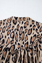 Cargar imagen en el visor de la galería, Light French Beige Oversized Leopard Print Balloon Sleeve Casual Shirt