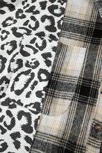 Load image into Gallery viewer, Black Plus Size Plaid Leopard Printed Patchwork Button Up Shacket