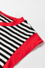 Cargar imagen en el visor de la galería, Black Stripe Colorblock Edge Round Neck Tank Top