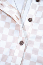 Load image into Gallery viewer, Apricot Checkered Print Buttoned Crew Neck Wide Leg Jumpsuit