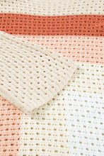 Cargar imagen en el visor de la galería, Apricot Pointelle Knit Colorblock Baggy Sweater