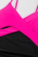 Cargar imagen en el visor de la galería, Rose Red Crossover Colorblock Cutout One Piece Swimsuit